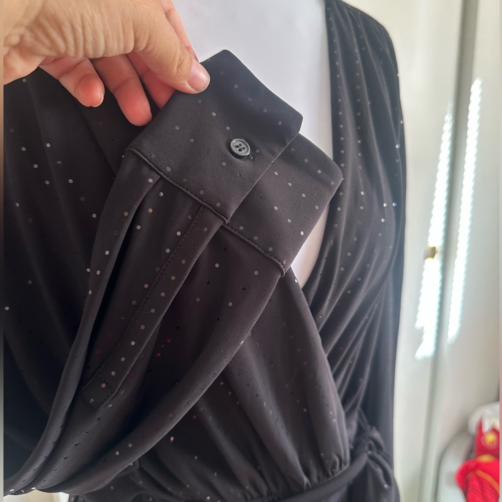 DKNY Black Long Sleeve Wrap Dress - Picture 8 of 15
